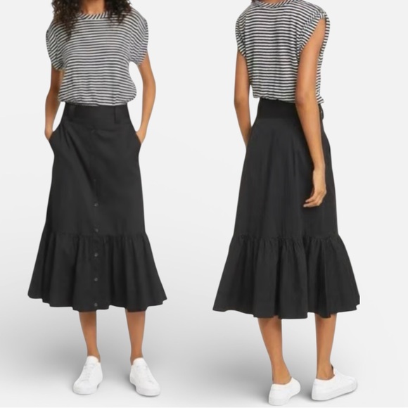 Veronica Beard Dresses & Skirts - Veronica Beard Jeans Capri Linen Midi Dress Ruffle Black White Stripes Small